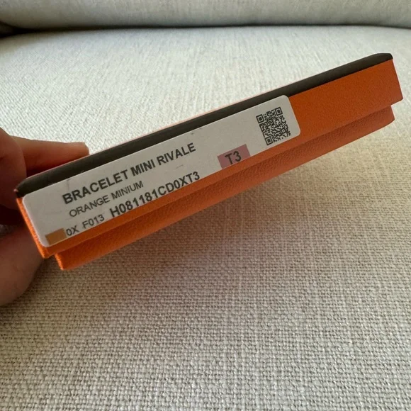 Hermes Mini Rivale Bracelet in Orange Leather size T3. EUC.!
